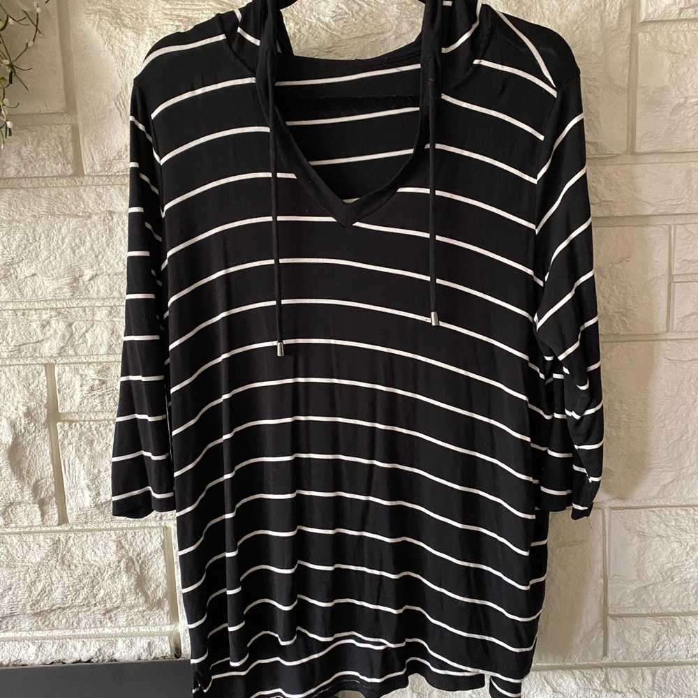 Striped Hooded Top